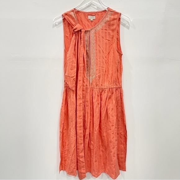 Marabelle Embroidered Sleeveless Belted Tunic Dress Small Made In India - Picture 1 of 9